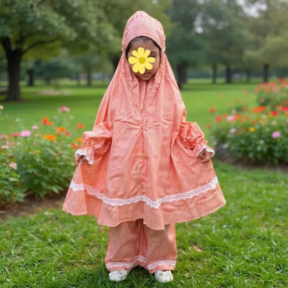 Kids Grameen Check Cotton Khimar Set – KCK504