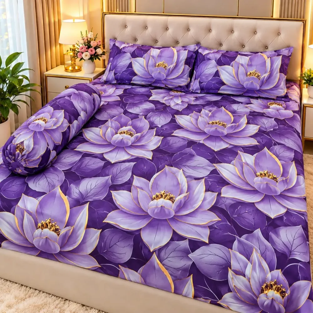 3D Rose Print Pure Cotton Bedsheet – CPB105