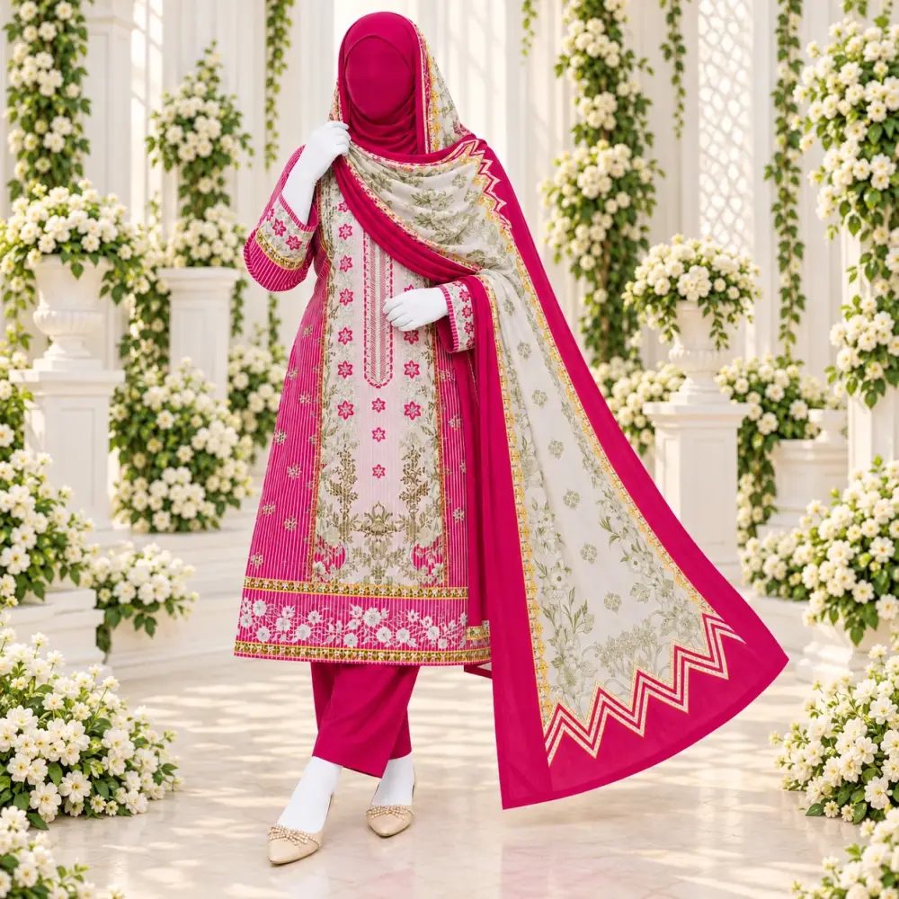 VIP Premium Barish Luxury Floral Three Piece – VPBL100