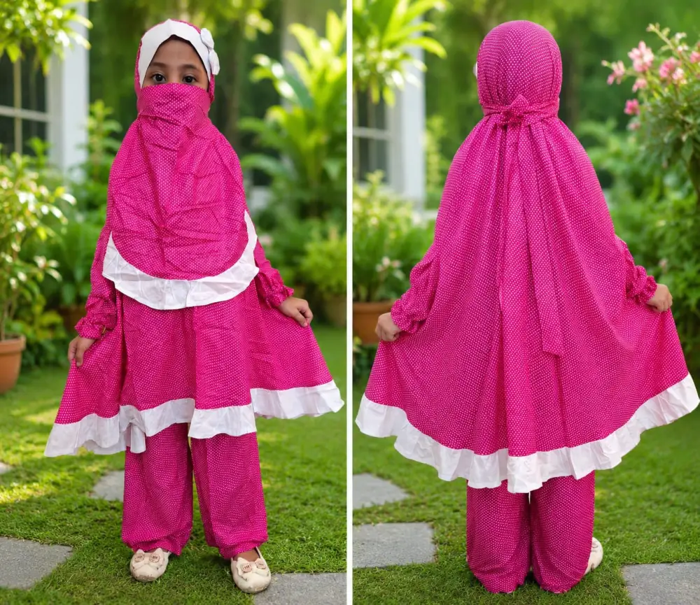 Kids Linen Khimar Set with Kuchi – KCK136