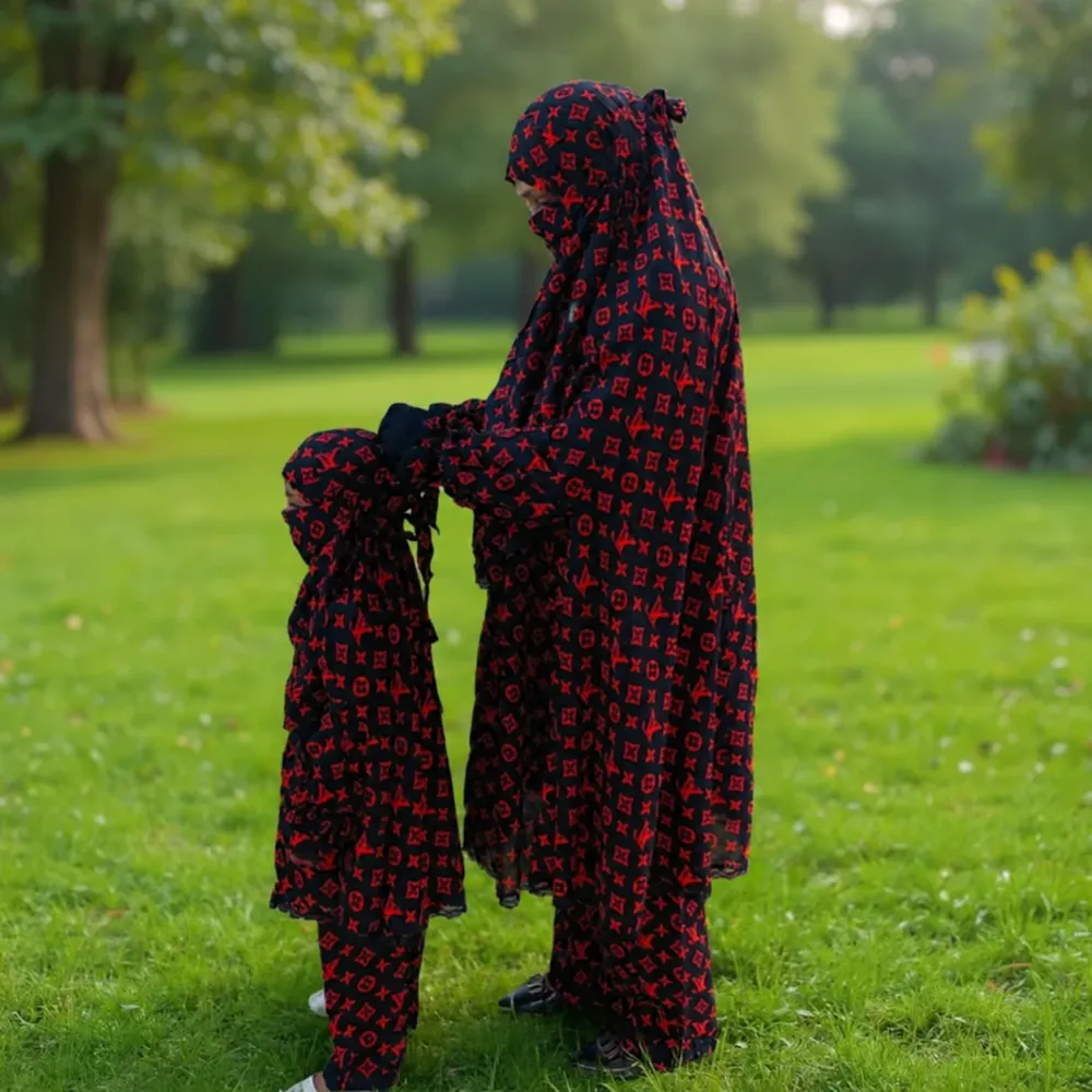 Linen Khimar Set with Palazzo – LF135