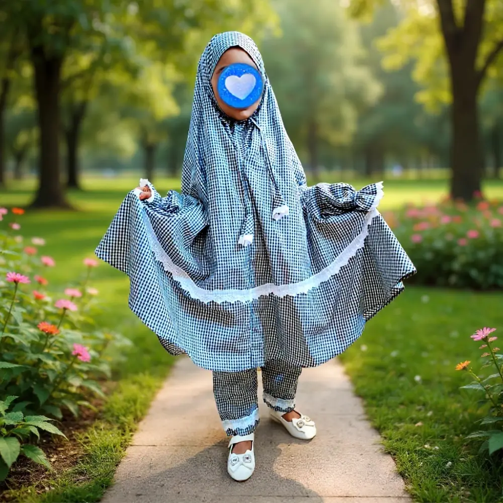 Kids Grameen Check Cotton Khimar Set – KCK124