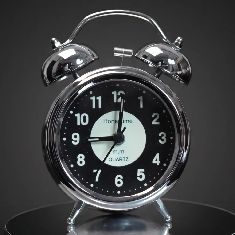 Glossy Twin Bell Alarm Clock – Black