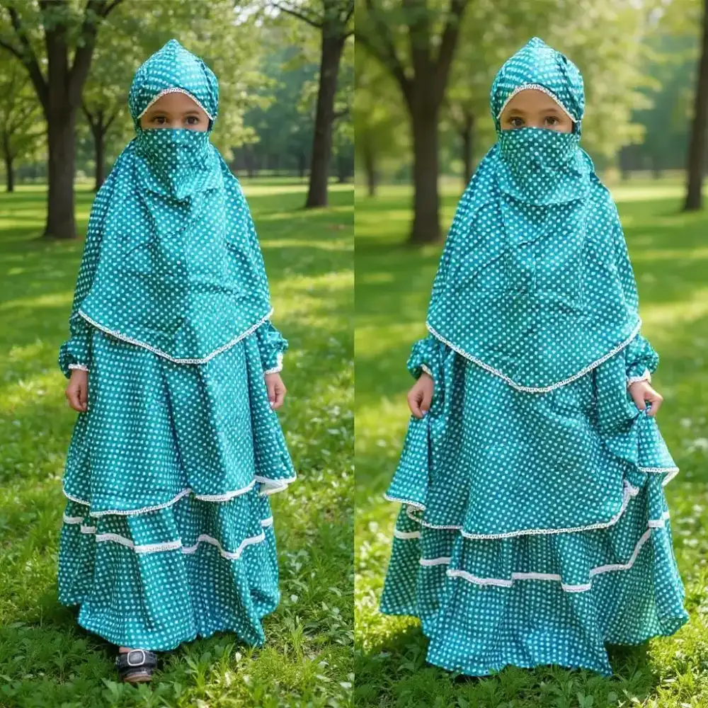 Kids Cotton Khimar Set with Skirt – KCK102