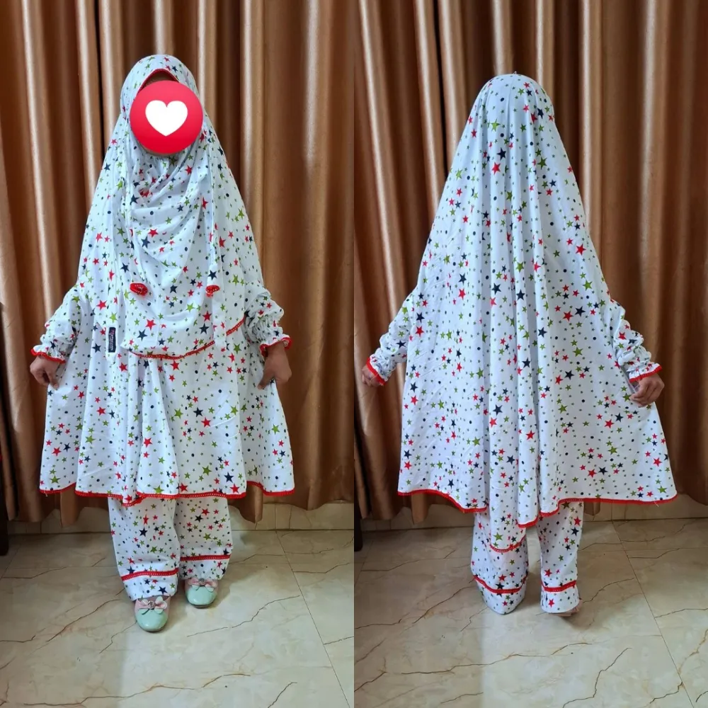 Kids Cotton Khimar Set KCK136 - Soft Breathable Cotton - 1-12 Years & Adult - BDzoon